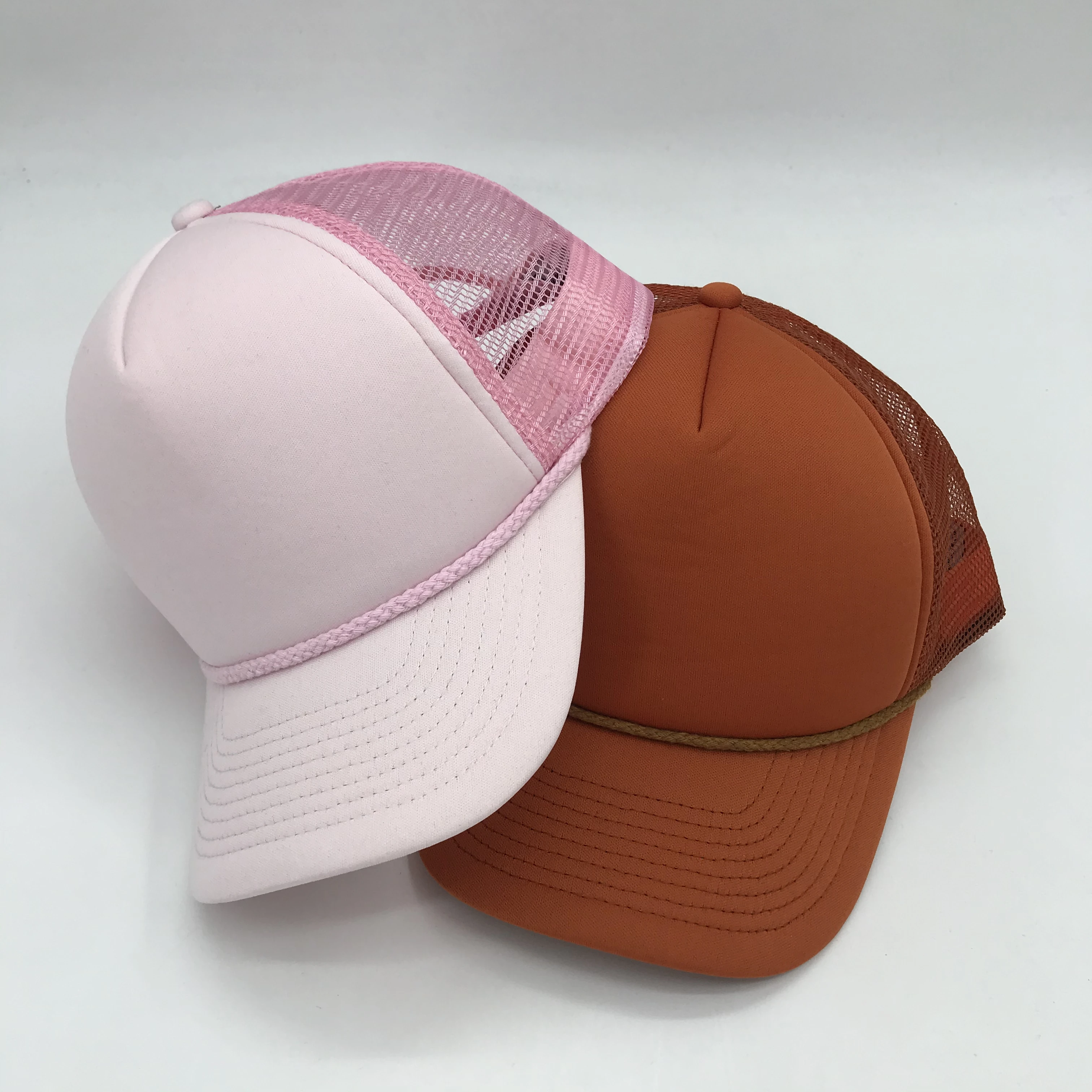 Custom Puff Printing Embroidery Logo Blank 5 panel Polyester Foam Trucker Hats Mesh Caps