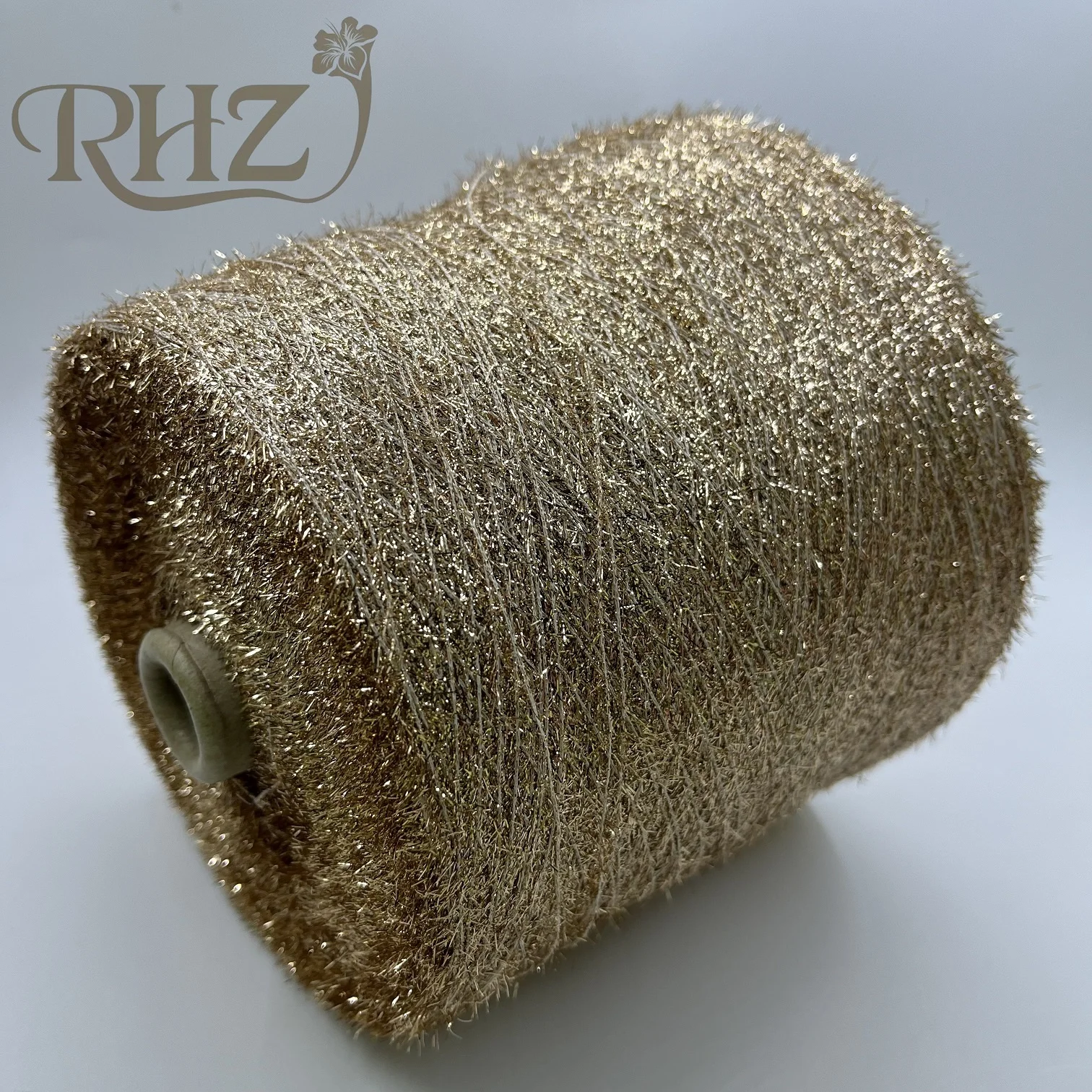 RHZ 9nm/1 100%polyseter fancy shiny metallic feather yarn for knitting