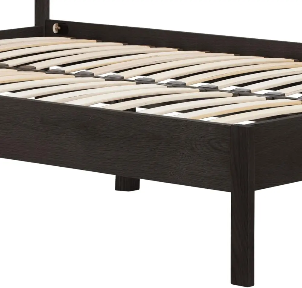Solid Wood Frame Room Furniture Nordic Rattan Queen Wooden King Size Bed Frame Bed with Rattan Headboard