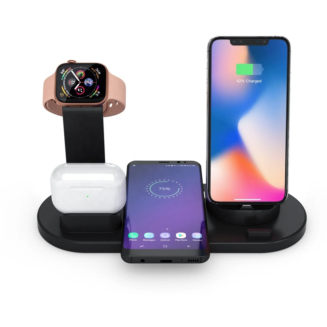Best Seller On Alibaba Most Sold Product Fast 3 Qi AirPods IWatch Phone 6 In 1 Wireless Charger
