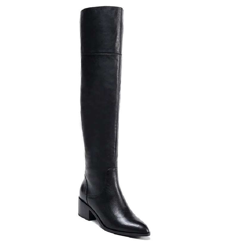 New Product Hot Selling Factory Price Girls Boots Shoes Winter Leather High Heel Knee High Women S Boots