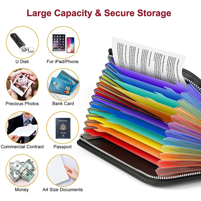 Hot Selling High Quality A4 Fireproof Document Folder Water Resistant Document Bag Money Briefcase Expanding Filing Folder