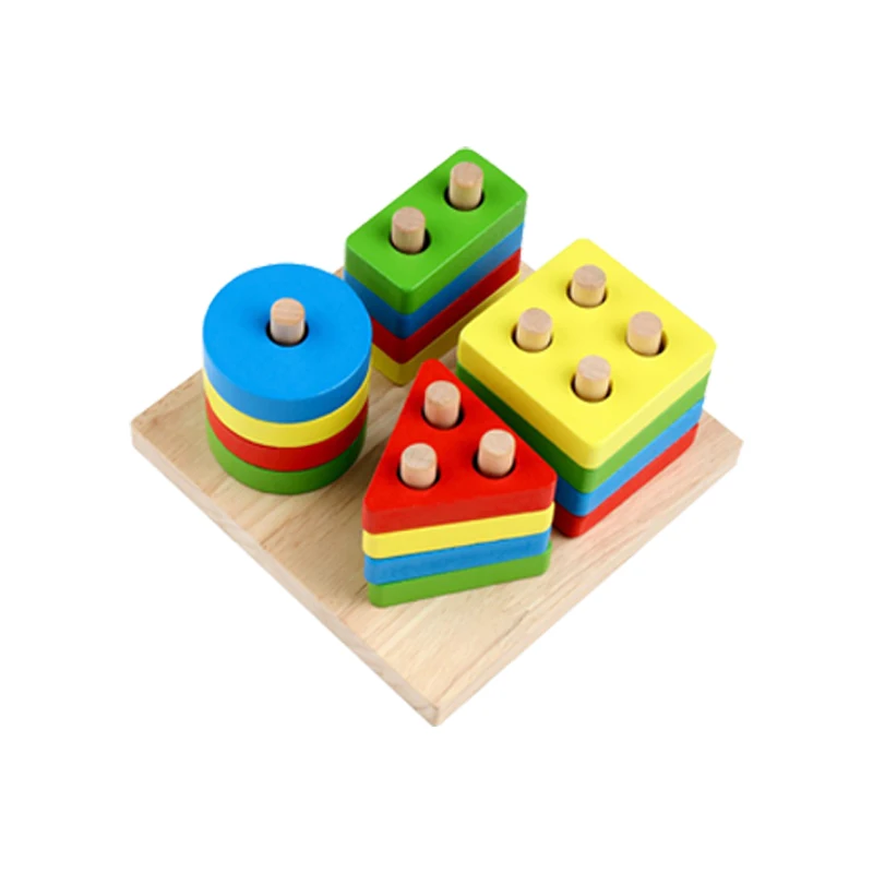 New Arrival Montessori Wooden Puzzle Blocks Set Early Educational Toys for Unisex Kids Aged 2 to 4 Years