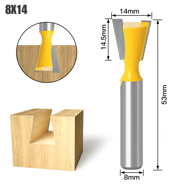 ALPHA 8MM Shank Woodworking Milling Cutter 14 Degree Cutter Dovetail Jointer Router Bits For CNC Dovetail Machine