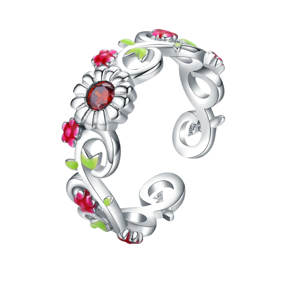 
Hot selling dubai jewellery colorful flower stone gems zirconia silver 925 Ring jewelry 
