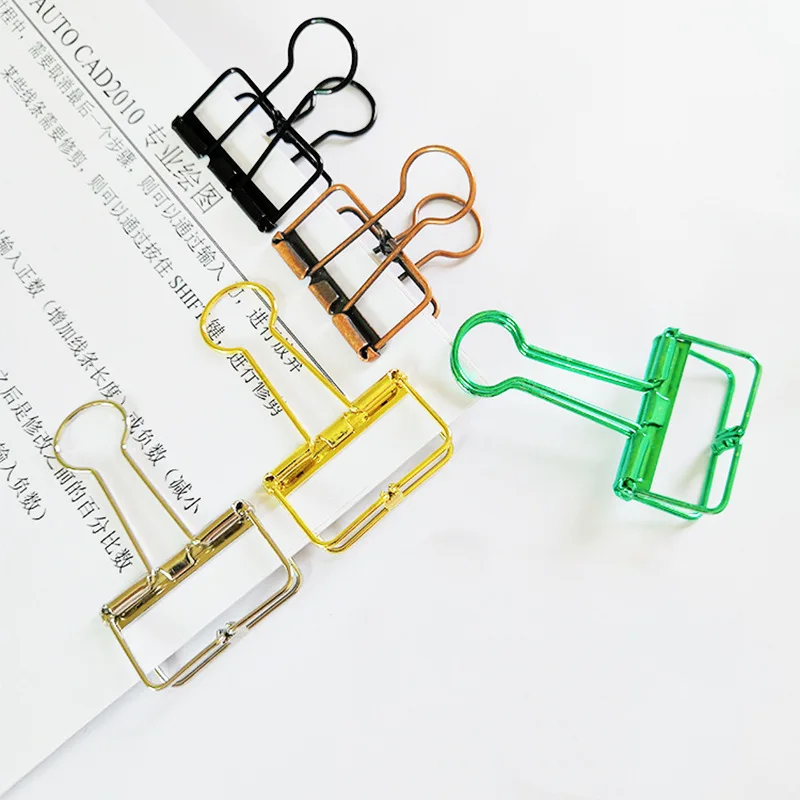 Middle Size Color Paper Clip Vintage Bronze Hallow Durable Metal Binder Clips Memo Clips Paper Clamps Bookmark