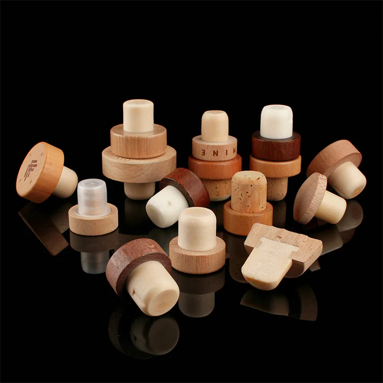 Factory Luxury Spirits Whisky Liquor Wood Bar Top Plastic Glass Wine  bottle T Shape Cap Synthetic cork stoppers for tequila