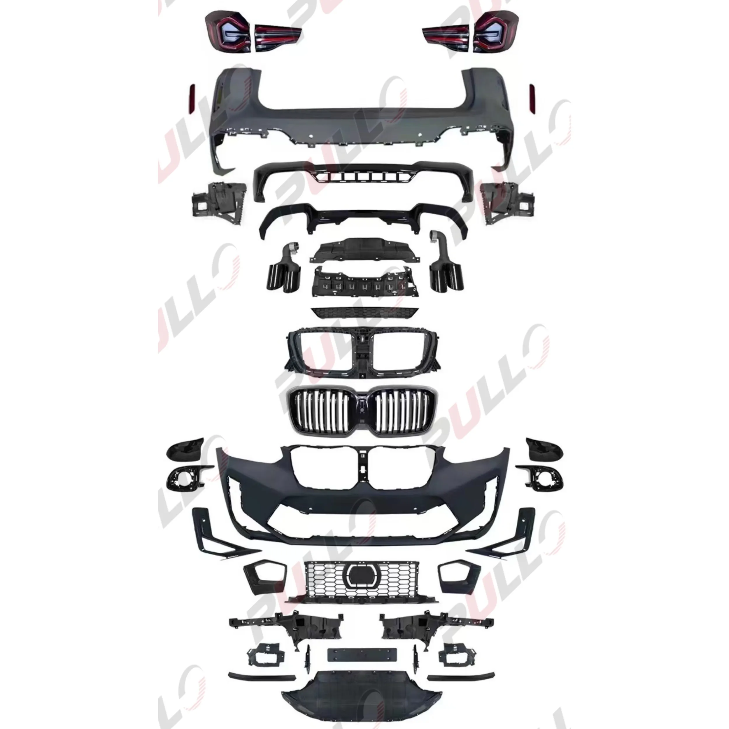 Factory price car bumpers for BMW X3 G01 G08 18-21 modified to 2022 X3M style with front and rear bumper and grille taillight