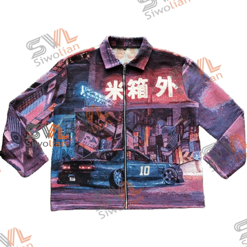Custom tapestry Jackets coat High Quality Jacquard tapestry Blanket Woven Zipper Jackets Men