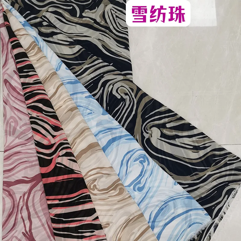 designed  Chiffon flower Korea silk sarong spring and summer fashion ladies dress shirt fabrics printed skirts pants fabric
