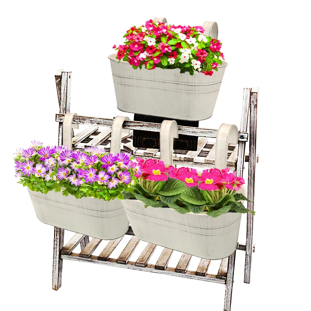Hanging Planter Box Garden Flower Pot Holder Potted Stand Mounted Balcony Plant Basket Metal Fence