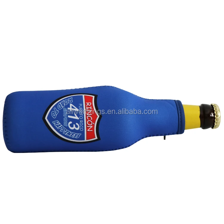 Sublimation Logo Zipper Neoprene Beer Bottle Sleeve Beer Bottle Jacket Sleeve