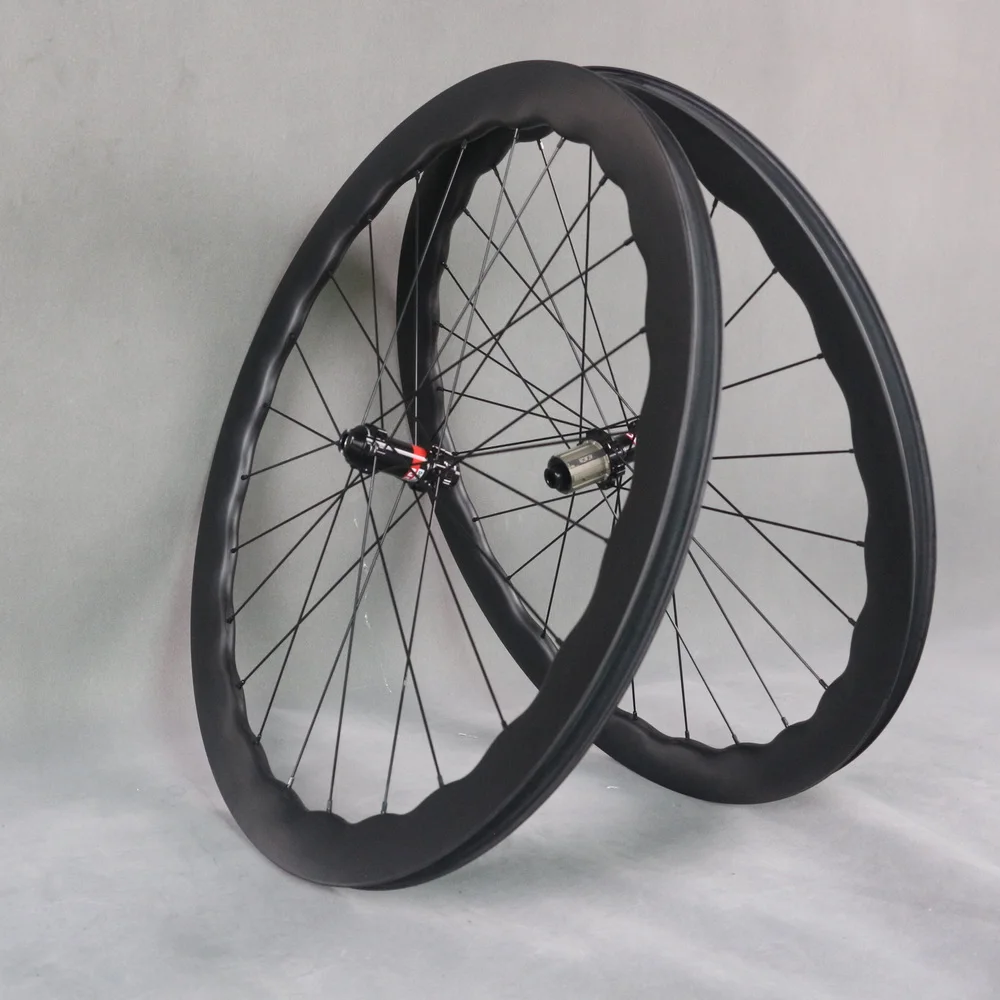700C wheel 50X28mm Tubeless Rim Wave Type Disc Brake Road wheelset Thru Axle Novatec D411 D412 Hub