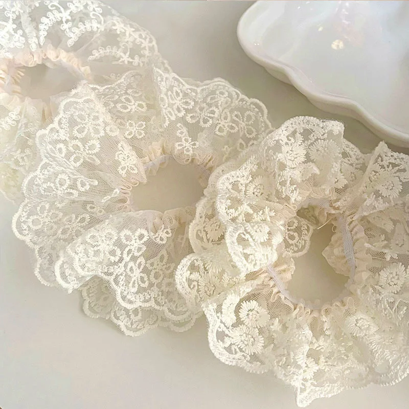 Beige lace hair loop mesh hair rope headband tie hair accessory coiled headband