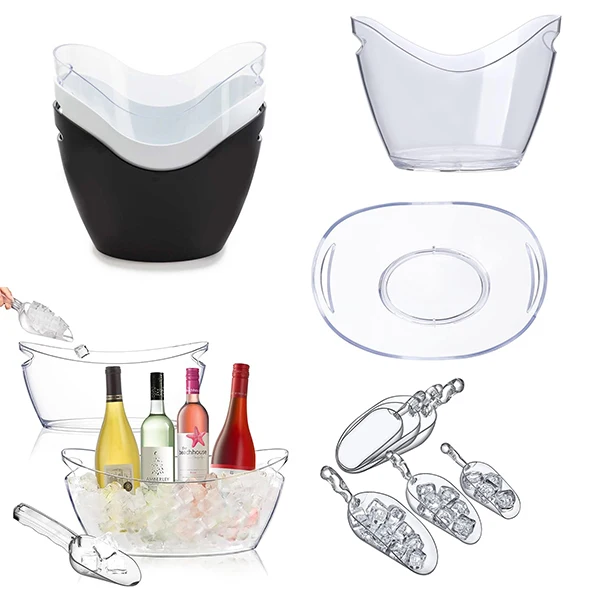 Wholesale High Quality Champagne Wine Cooler Bucket Custom Logo Cheap Price Plastic Ice Bucket Customized Capacity Ice Bucket