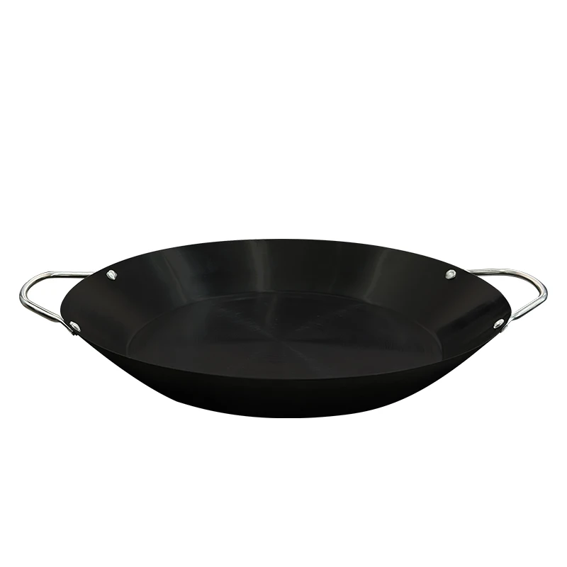 stable quality 10 inches preseason carbon steel flat bottom paella seafood pan