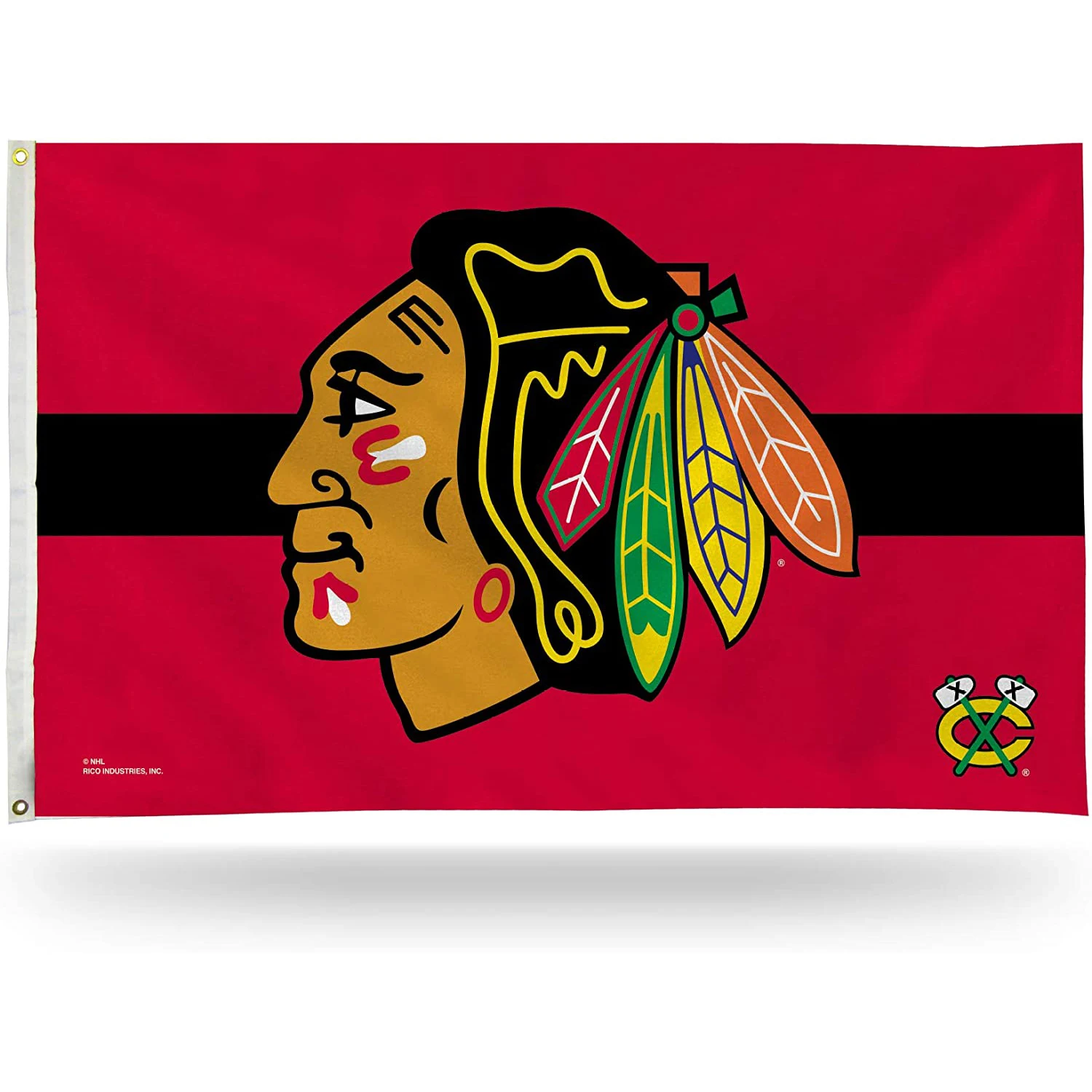 NHL Promotional Product Hot Sale Chicago Blackhawks flags 3x5ft 100%Polyester hockey custom Chicago Blackhawks flags