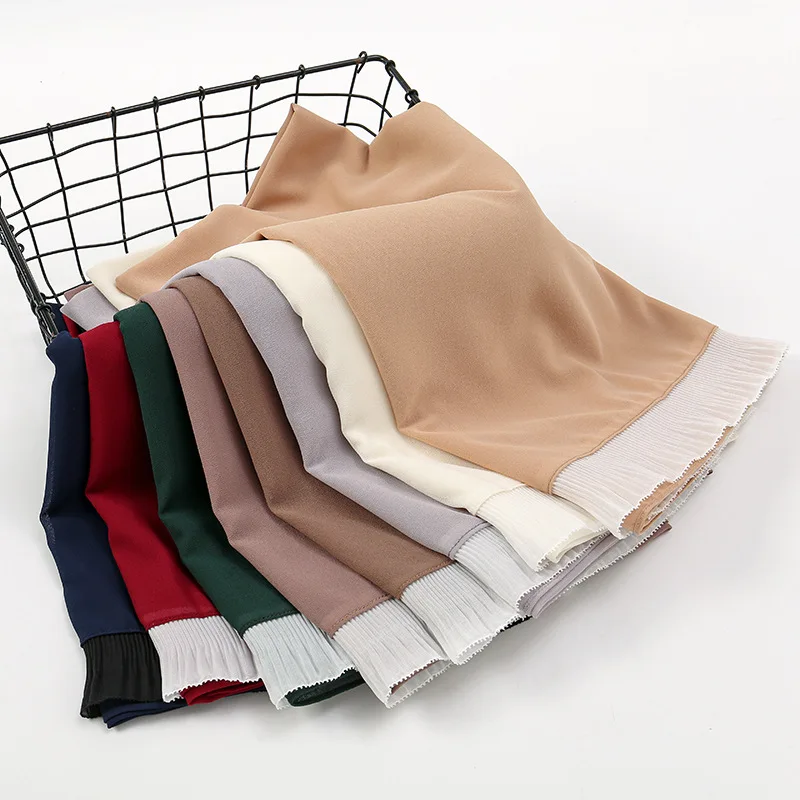 Женская шифоновая шаль из ткани, длинная шаль для женщин на Ближнем Востоке, арабский популярный кружевной платок, солнцезащитный козырек, длинный хиджаб 175*70 см