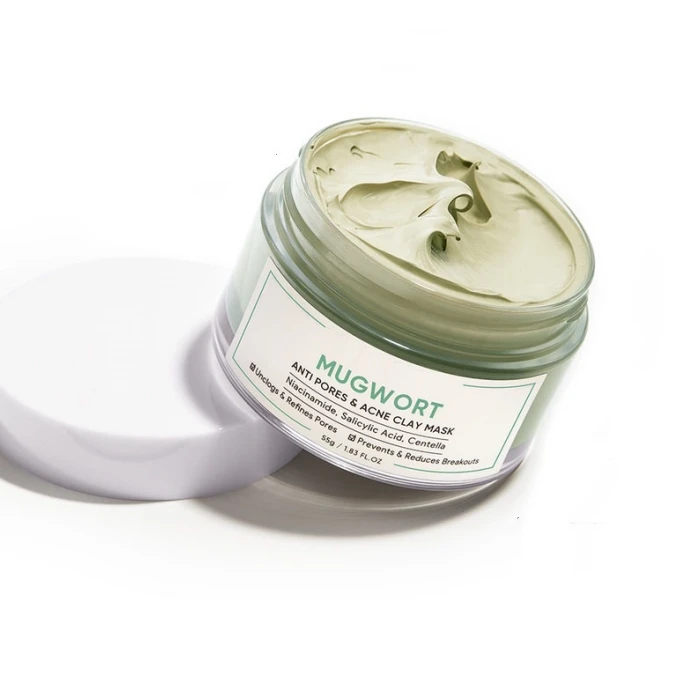 OEM Private Label Organic Green Tea Mugwort Mud Clay Mask Acne Treatment Kaolin Clay Facial Mask