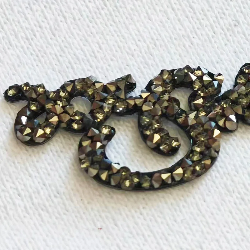 Custom Clothing Decoration Labels Hot Fix Rhinestone Motif Heat Transfer Badges for Shoes Product Sustainable Rhinestone New 12