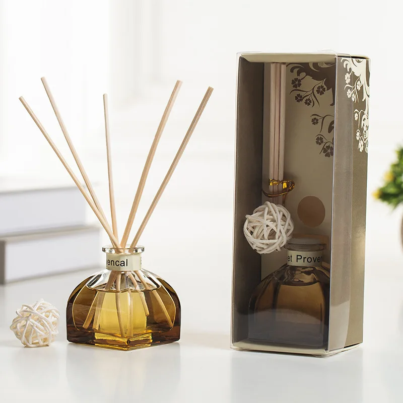 square glass aroma reed diffuser bottle set with rattan stick