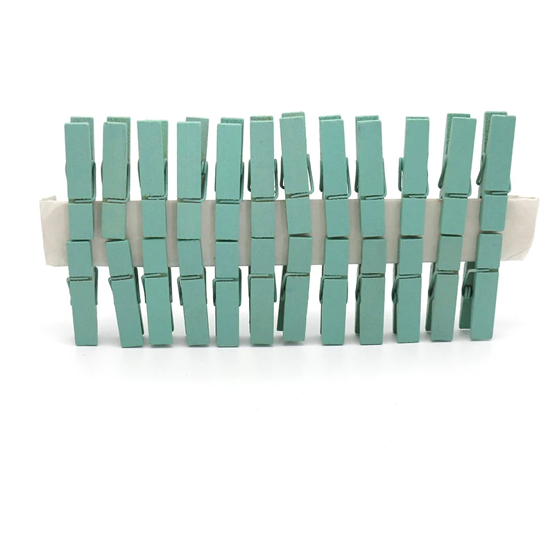 
Mini Natural Wooden Clothespins Photo Paper Peg Pin Craft Clips with Natural Twine (10 Colors) 
