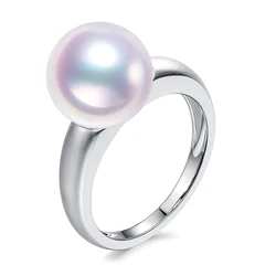 Factory direct  jewelry supply simple 925 sterling silver ring sand-blasting process southsea pearl ring for women