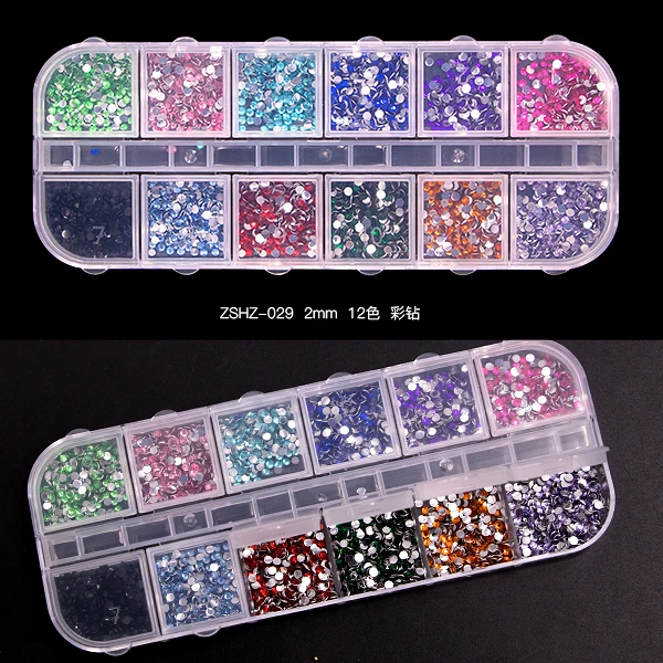 Nail Accessories 12 Grids Nail Design Mix Rhinestone Broken Diamond Caviar Pearl Mermaid Polish Gel 2021 Nail Drill