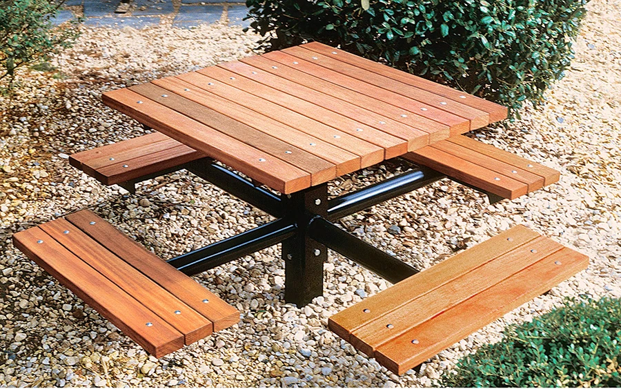 outdoor commercial inground mount pedestal picnic table large capacity recycled plastic wood picnic table in steel or wood