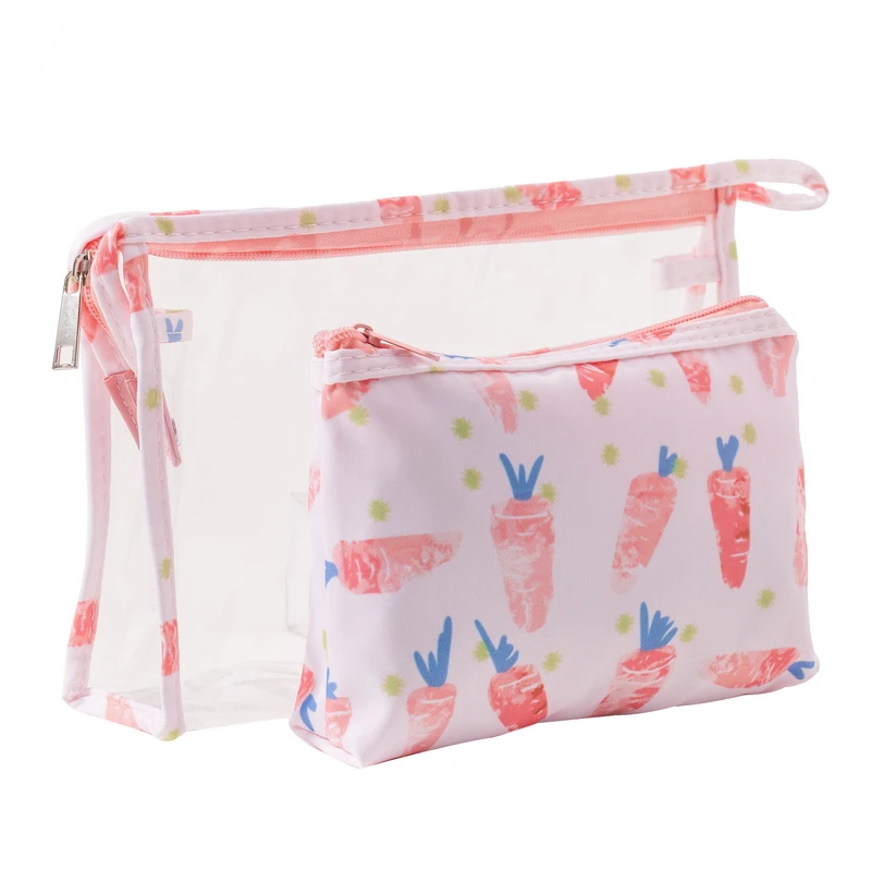 Custom Logo Travel Transparent Waterproof  Zipper  Pouch PVC Clear Cosmetic Makeup Bags