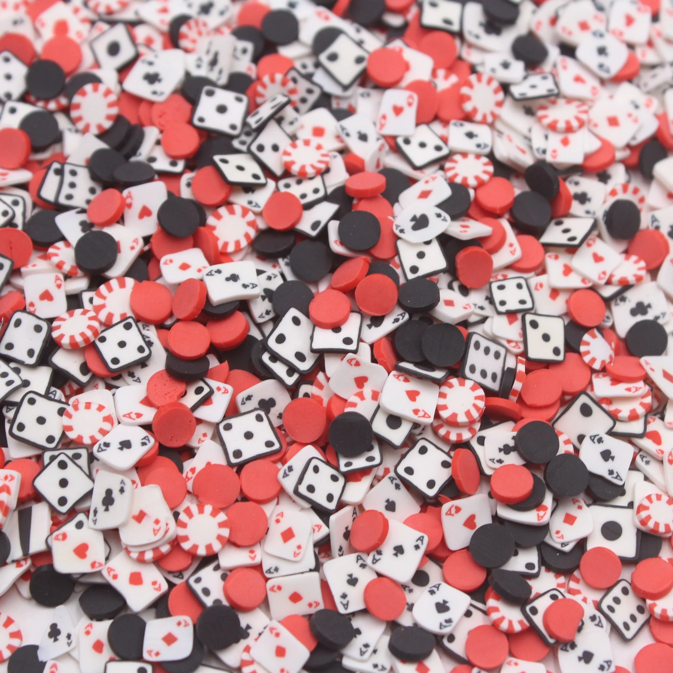 1KG Playing Card Dice Black Round Candy Faux Clay Slices Sprinkles Slime Supplies Craft Decoration