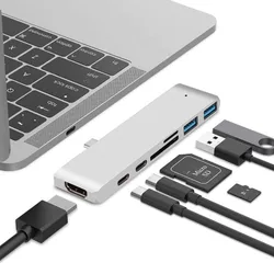 Dual Type-C ступицы 7 портов USB3.1 кардридер usb 4k HD в 1 концентратор док-станция адаптера USB-C адаптер для мобильных