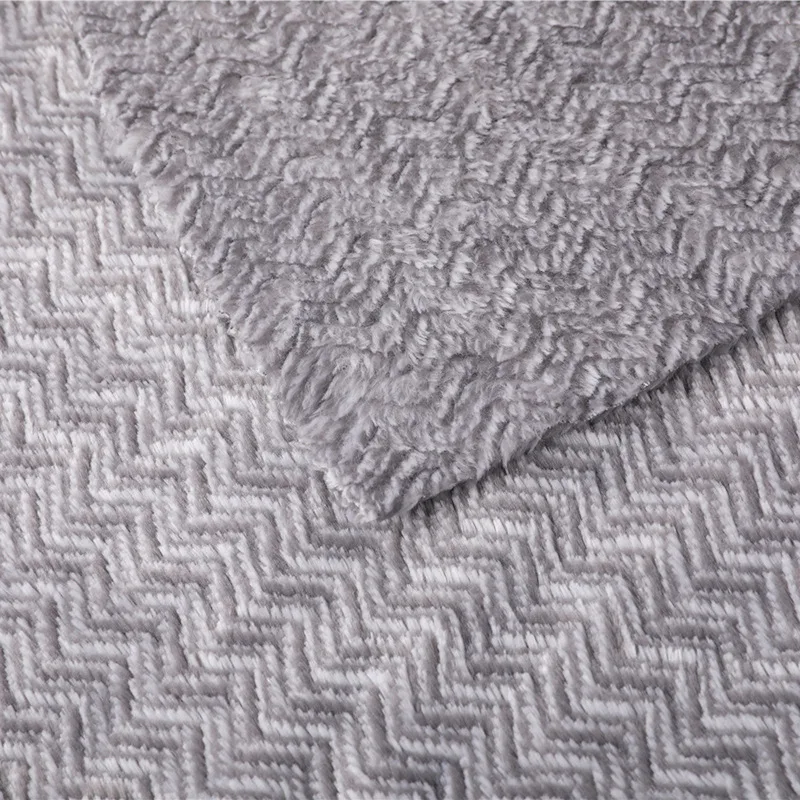 100%Polyester Geometric Design Jacquard Weave Dyed Double-Side Flannel Fabric for Blanket Garment Sofa