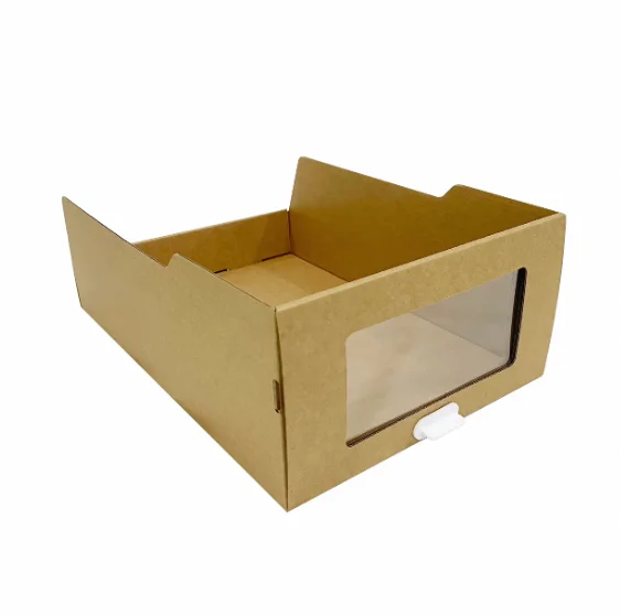 Factory Wholesale Thickened Shoes Storage Box Stackable Cardboard with Transparent Window Label Paper Material Drawer Storage