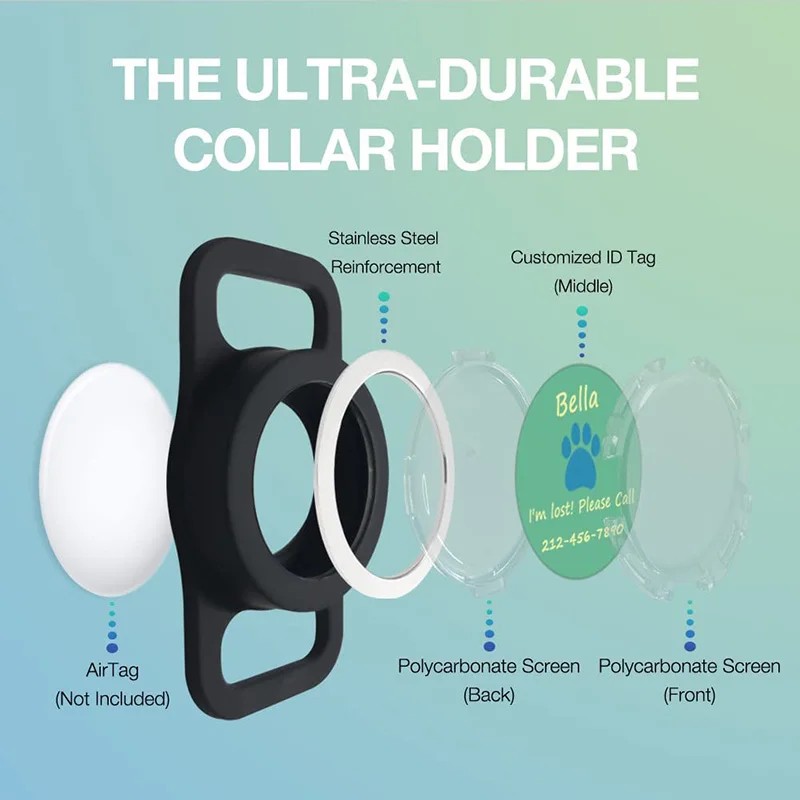 Qidian Custom Air tag Cover Waterproof Protective Case With Pet ID Tag Silicone Case For Airtag Holder Dog Collar