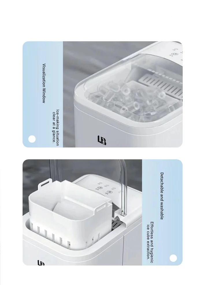 under counter ice maker machine for home 12kg bullet ice per day black white small ice making machine