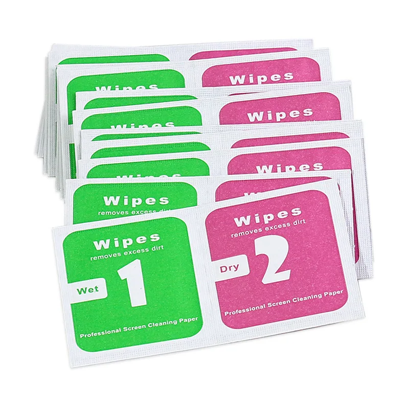 Tempered Glass Lens Phone Screen Dust Removal Dry Wet Cleaning Wipes Alcohol Pack
