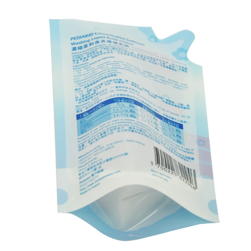 plastic foil pouch liquid hand soap / detergent refill /cloth softner refill packaging bag