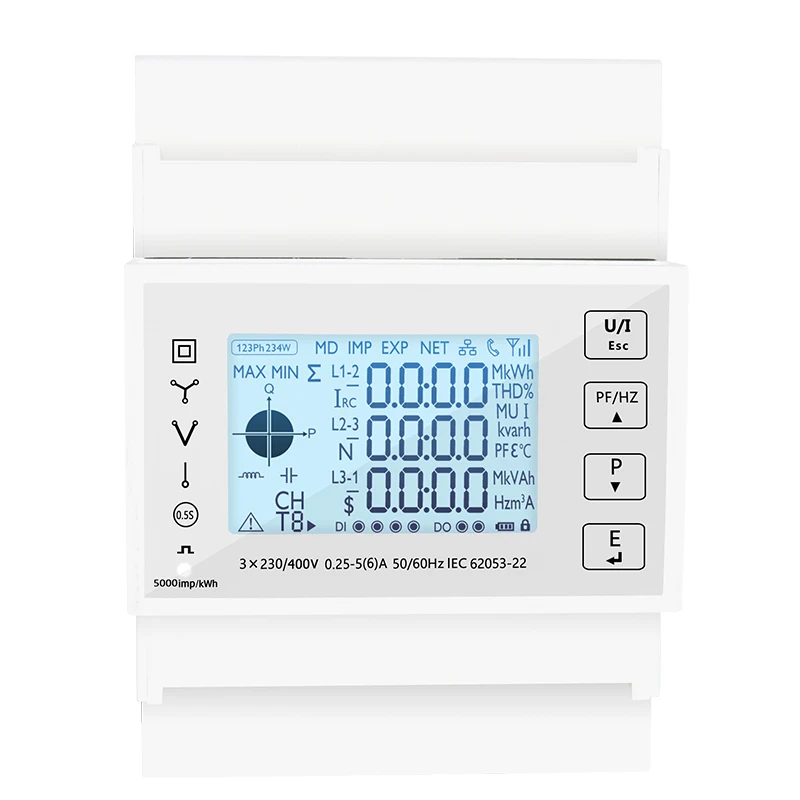 Three Phase DIN Rail Multi-function Energy Meter With RS485 Modbus SDM TAC4300 CT Connected