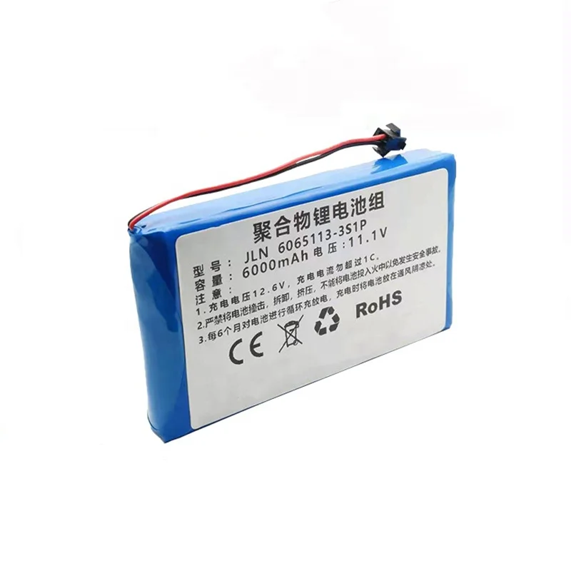 6065113 3S1P 11.1V 6000mAh 6Ah rechargeable lithium ion lipo polymer battery with pcb and JST connector