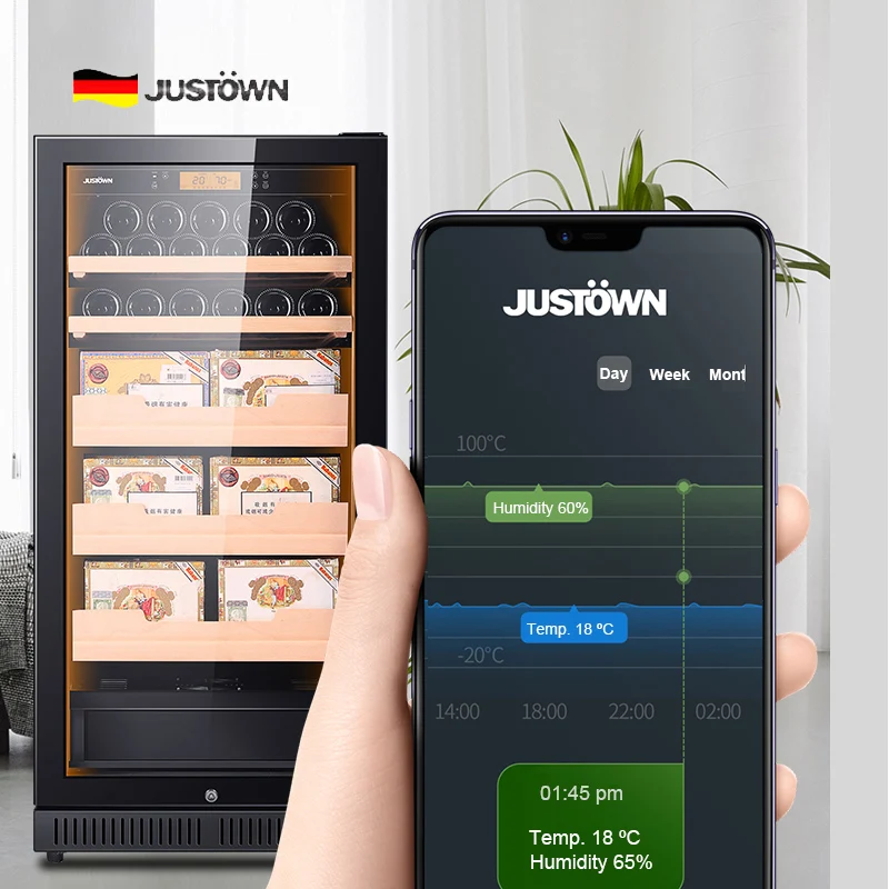 
backwoods Cigar Humidor Cooler Electric Cabinet Constant Accurate Humidifying Fan Cooling Compressor No Frost Spain Cedar 