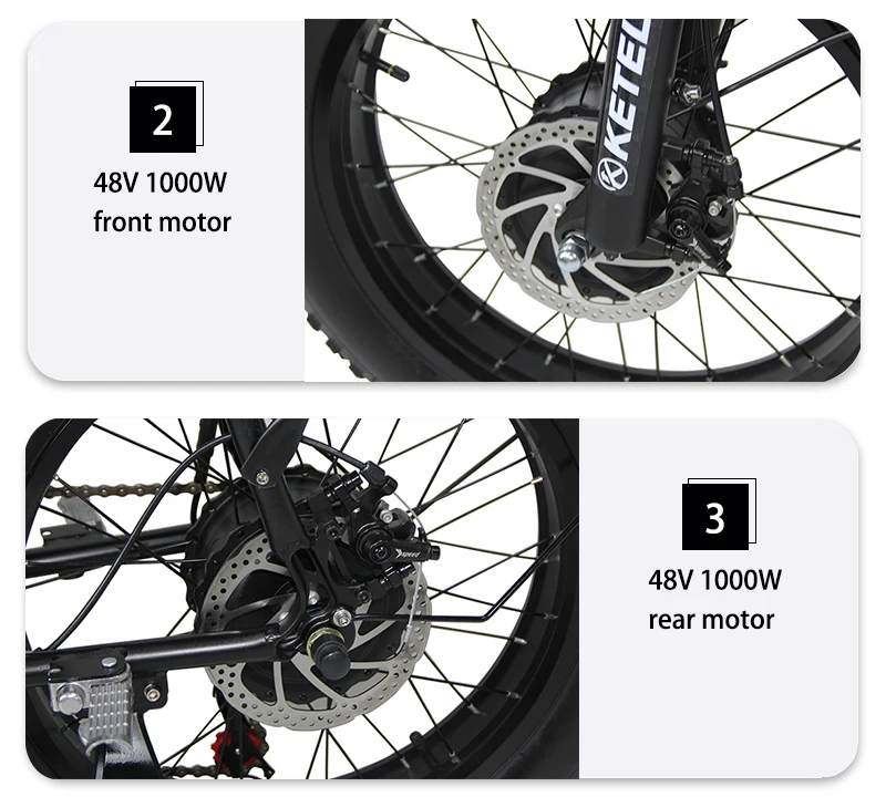 Long Range Dual Motor Fatbike Aluminum Alloy Frame 20 Zoll Fat Tire Off Road Electric Bike Sold In The US E-bike