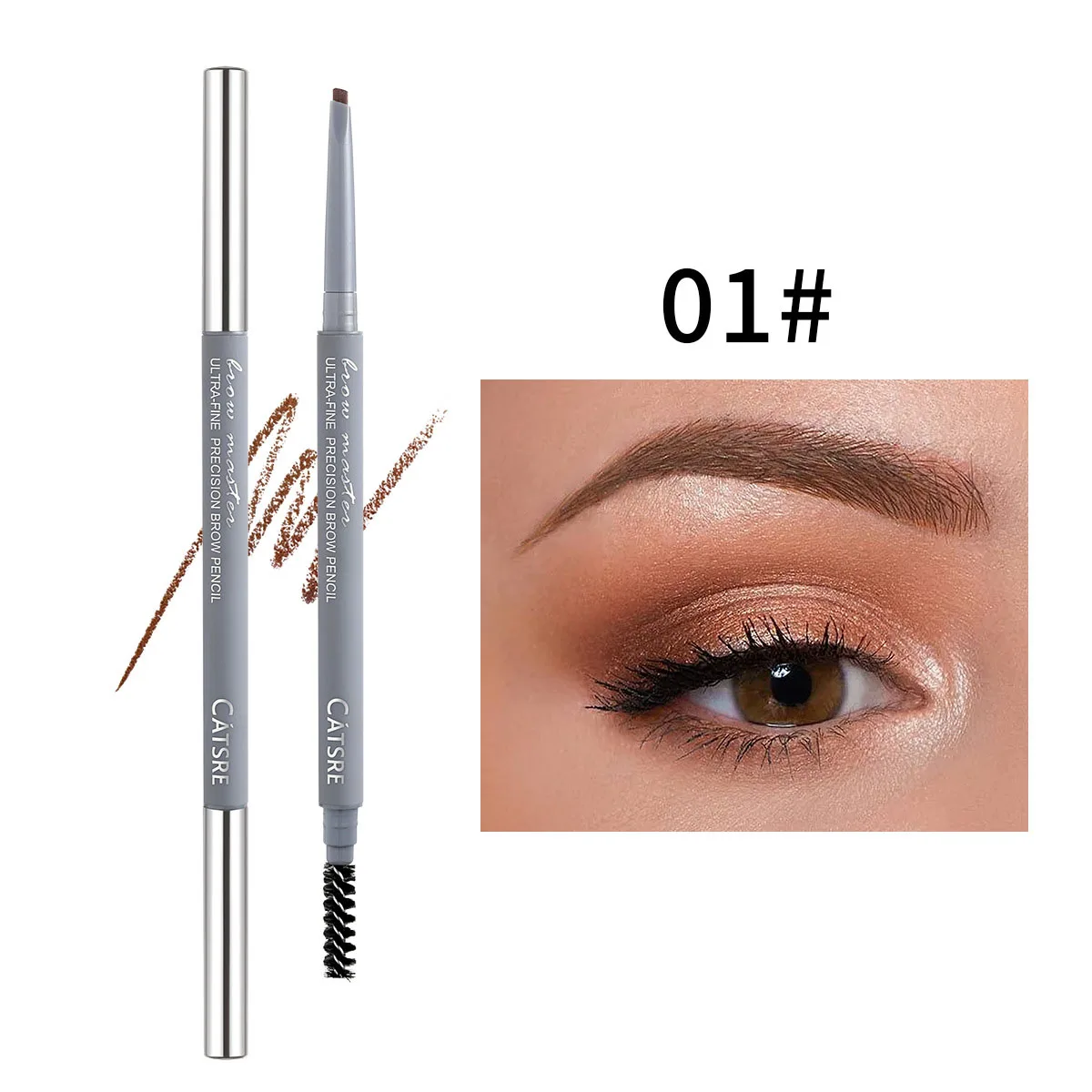 Double headed extremely thin triangular eyebrow pencil set wholesale eyebrow powder cream hard core