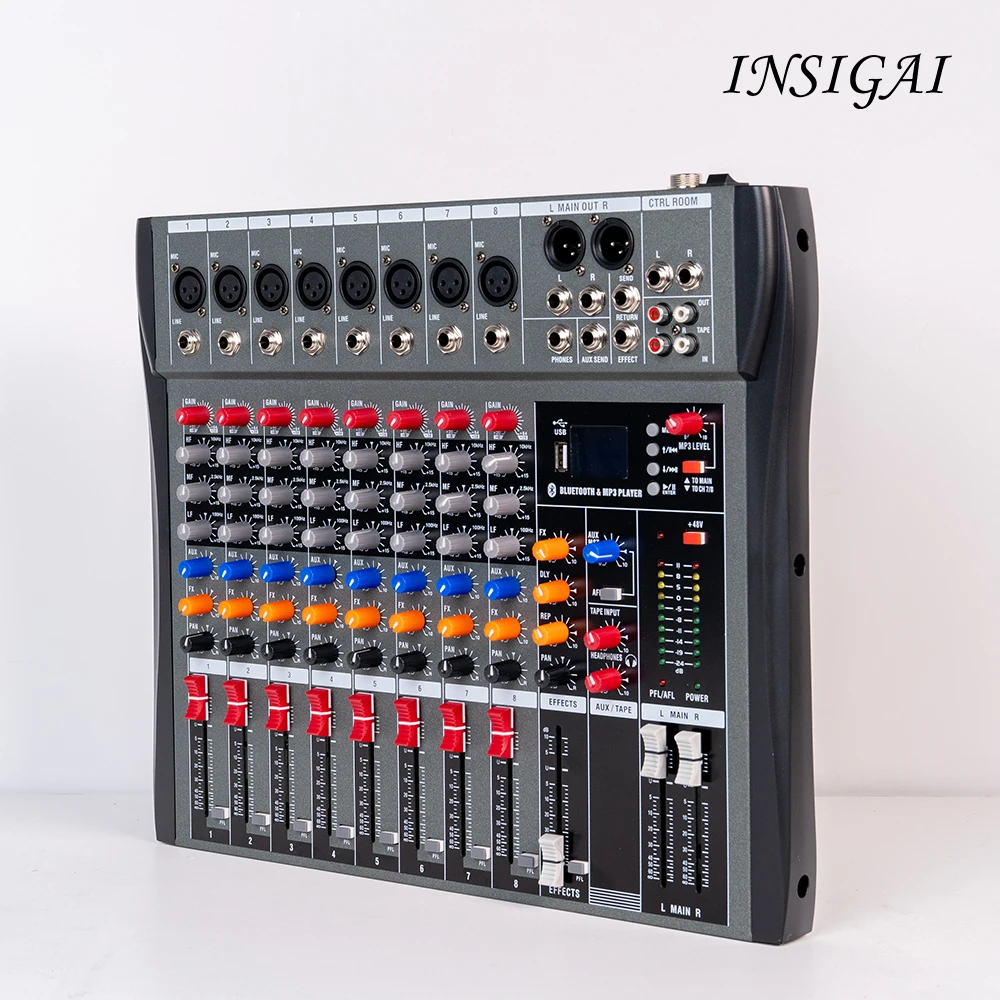 CT8 Professional 3-Band Equalization Wireless Connectivity LCD Display 8-Channel 8 CH Professional Mixer