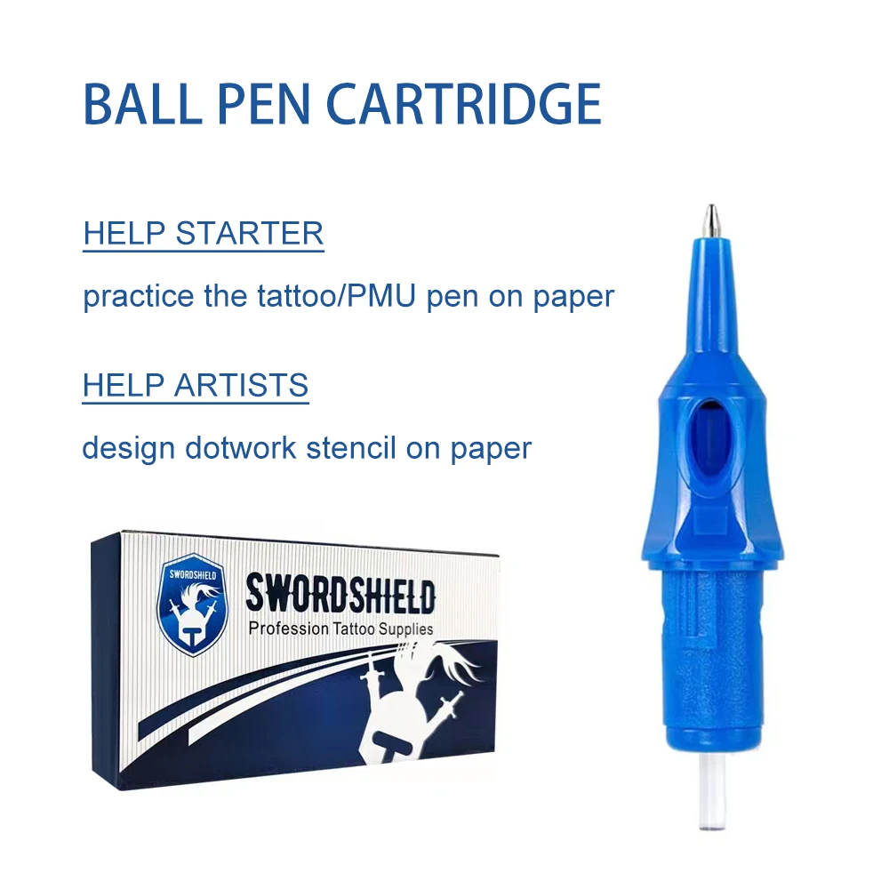 Tattoo Ball-Point Ball Pen Cartridges For Artist Make Dotwork Stencil and PMUSMP Starter Practice Needle by drawing on the paper