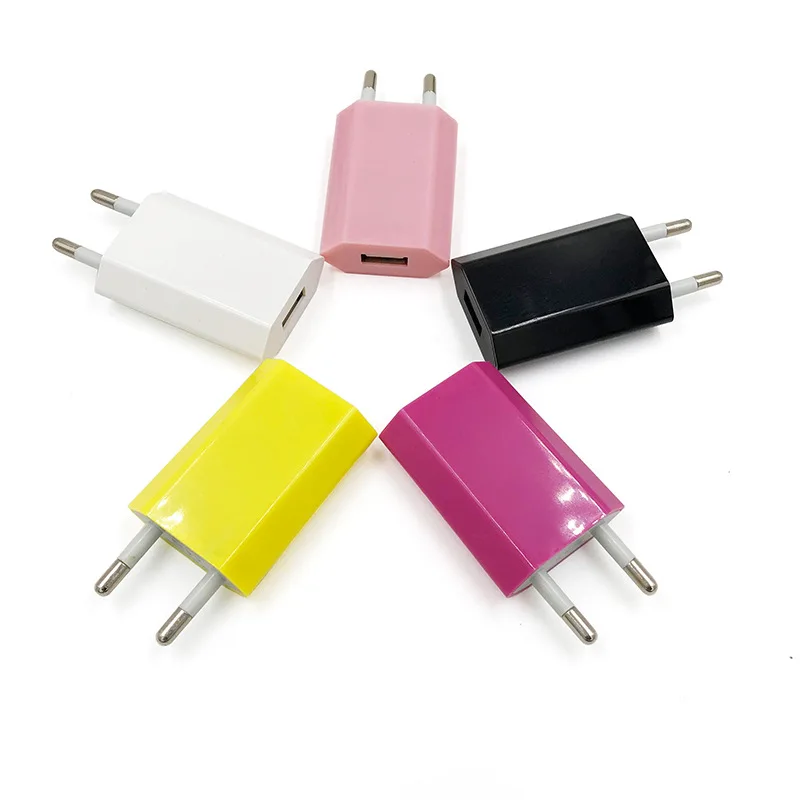 4S four generation European standard round foot charger is suitable for Apple Android mobile phone adapter 1A travel color charg