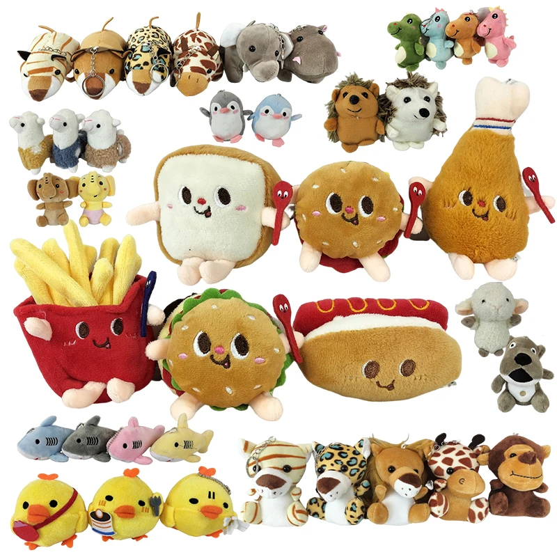 Миниатюрные мягкие плюшевые брелки с животными на заказ игрушки кролик медведь овечка Акула курица гамбургер