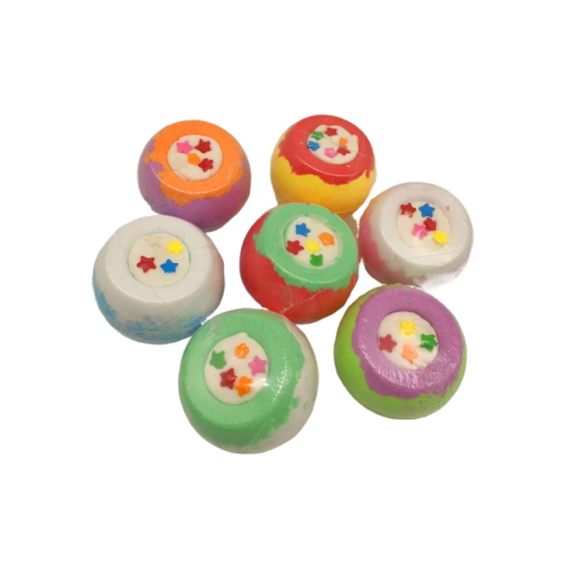 Lemon Sage Fizzy  Bath Bomb with Star Candy Colorful Bubble Bath Fizzer Vegan Organic Kids Bath Bomb Ring Gift Set