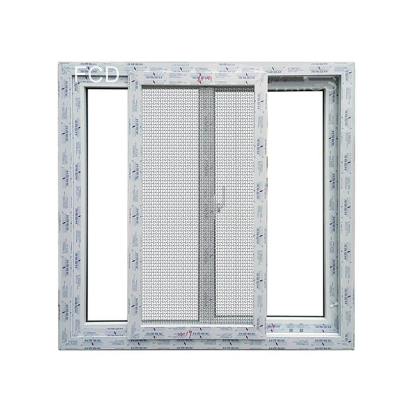 White color storm proof system sliding windows pvc tempered glazing pvc profiles for windows