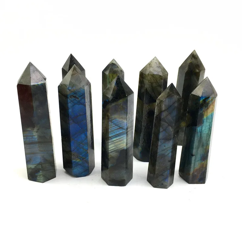 Оптовая продажа, башня из натурального кристалла, Золотая синяя вспышка, палочка из кристалла Лабрадорита, башня лабрадорита